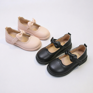 Zapatos Escolares de Piel Sintética para Niñas Pequeñas, Estilo Británico con Lazo, para Otoño y Verano, con Hebilla y Correa Plana - Product Image 1