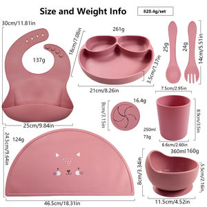 Juego de Utensilios de Silicona para Bebés de Primera Etapa, Libres de BPA, Antideslizantes, con Mantel Individual de Animales, Vaso para Refrigerios, Babero Ajustable, Plato No Tóxico - Product Image 5