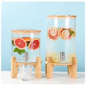 Carafe à eau froide avec robinet, distributeur de boissons en verre de grande capacité pour limonade, jus, boisson enzymatique - Product Image 1