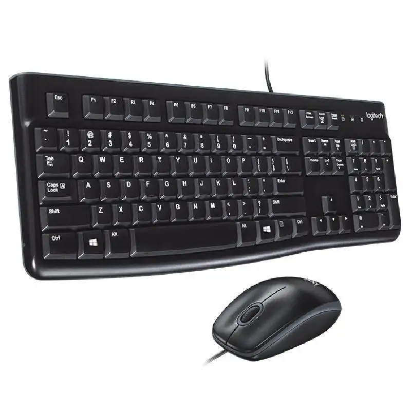 Black Logitech MK120 kabelgebundene USB-Tastatur und Maus Set Heim- bzw. Bürokomputer Notebook universelles Maus- und Tastatur-Set