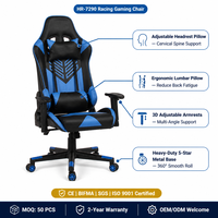Chaise de jeu ergonomique avec appui-tête réglable en hauteur et support lombaire, logo personnalisé, usine OEM