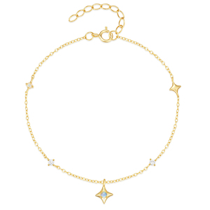 CANNER Fine Jewelry 925 Sterling Silver Four Pointed Star Inlaid Zircon <b>Opal</b> Women <b>Bracelet</b> - Product Image 1
