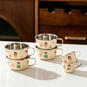 Tasse <span class=keywords><strong>d</strong></span>'apprentissage portable en acier inoxydable de qualité alimentaire pour tout-petits, motif dessin animé, <span class=keywords><strong>anti</strong></span>-chute, avec bol à collation intégré pour enfants - Product Image 3
