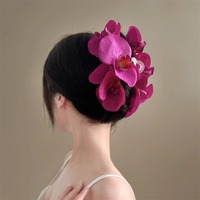 Accessoires de cheveux pour femmes haut de gamme printemps Super fée tachée Phalaenopsis pince à cheveux 5cm fleur fraîche pince de requin doux match facile