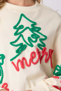 OEM Custom High Quality Women's Oversized <b>Christmas</b> Embroidered <b>Sweatshirt</b> Fashion Sweet Style 100% Cotton Pullover <b>Ladies</b> Shirt - Product Image 2