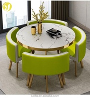 Ensemble de table à manger ronde de luxe à vendre, avec chaises en métal, bois MDF, pour salon, restaurant, bar, bureau, 1 table, 4 chaises