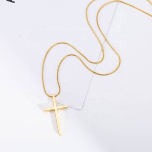 Kalung Liontin Salib Emas Sederhana Pria/Wanita, Gaya Eropa Hip Hop Kalung Liontin Baja Tahan Karat untuk Pria/Wanita - Product Image 6