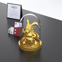 Article souvenir personnalisé Statue de lièvre rouge deux tons plaqué or métal artisanat avec couvercle en acrylique transparent
