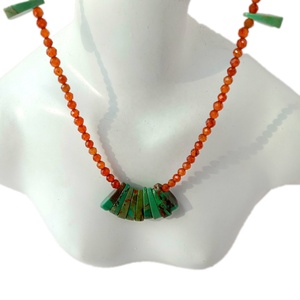 Collier en argent Sterling 925 naturel <span class=keywords><strong>bleu</strong></span> Turquoise Orange mandarin <span class=keywords><strong>grenat</strong></span> - Product Image 2