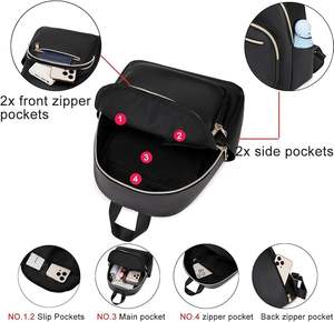 Sac à dos compact en nylon géométrique personnalisé en usine, sac à main en cuir PU antivol, étanche, tendance et mignon pour filles et étudiantes - Product Image 5