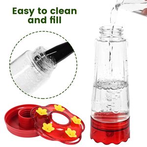 Mangiatoie per Colibrì in Plastica da Esterno, Appendibili, Anti-Anti-Ape, Rosse, con 5 Porte di Alimentazione e Posatoi - Product Image 4