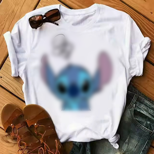 Camiseta <span class=keywords><strong>de</strong></span> manga corta con estampado Kawaii <span class=keywords><strong>de</strong></span> dibujos animados <span class=keywords><strong>de</strong></span> mujer <span class=keywords><strong>de</strong></span> moda <span class=keywords><strong>de</strong></span> alta calidad personalizada Camiseta <span class=keywords><strong>Lilo</strong></span> <span class=keywords><strong>Stitch</strong></span> Harajuku Camiseta - Product Image 1
