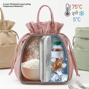 Sac à déjeuner en nylon écologique, transportable à l'épaule, pour le rangement extérieur, avec doublure en aluminium épaisse, antibactérien et étanche - Product Image 4