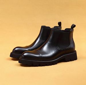 Chaussures de mariage confortables pour hommes, en cuir véritable, à bout en acier, à plateforme, avec coussin d'air, à enfiler, style Oxford montant, pour toutes les saisons - Product Image 5