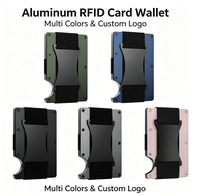 Dompet Kartu Minimalis Anti-RFID dari Aluminium dengan Logo Custom, Tali Elastis, dan Kantung Kartu untuk Pria