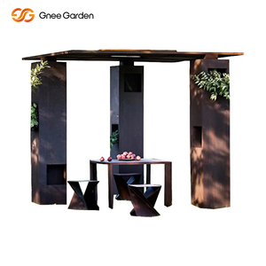 GNEE Gazebo chinois personnalisé en acier corten avec toit pliable pour un rangement compact - Product Image 6