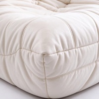 Bodensofa aus geformtem Latex-Schaumstoff, Dichte 70, Akkordeon-Plissee-Lounge-Couch, Cremeweiß, Dreisitzer