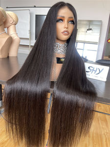 SHY Nueva Peluca Frontal de Encaje HD13*5 Sin Pegamento con Parte Media, Nudos Pequeños, Cabello Humano Virgen Europeo Pre-Desenredado, Estilo Liso para - Product Image 4