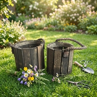 Boîtes de rangement en bois écologiques de style rustique américain pour jardin et maison avec poignée pour pots de fleurs et jardinières