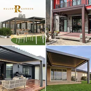 Exterior jardín libre tanding impermeable motorizado al aire libre balcón terraza metal dosel techo pérgola aluminio toldo eléctrico