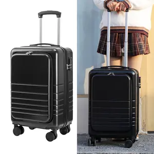 20-Zoll-Aluminiumrahmen-Gepäckkoffer mit Rädern und vorne öffnendem Reisekoffer mit Spinner rädern