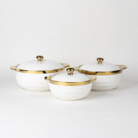 L'usine de Chaozhou en chine vend des ustensiles de cuisine en porcelaine et des marmites à soupe à bordure dorée