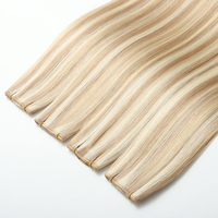 Extensions de cheveux naturels Remy double épaisseur, lisses comme de la soie, avec mèches, volume accru, tissage invisible de luxe européen, vente en gros