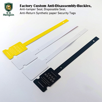 Étiquette de sécurité jetable en PVC avec logo personnalisé, accessoires vestimentaires, étiquettes volantes, anti-contrefaçon, en plastique, en papier synthétique, boucle anti-effraction
