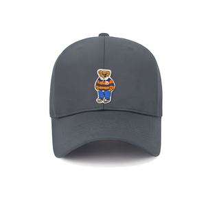 Streetwear Adjustable 6-Panel 100% Cotton Unisex <b>Hat</b> with Embroidery Bear Iron-On Patch for All Seasons - Product Image 1