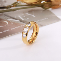 Bague géométrique en zircon large, plaquée or, en acier inoxydable, cristal à facettes mixtes, empilable, bijoux minimalistes pour femmes