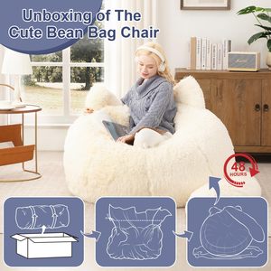 Fauteuils géants en fausse fourrure avec rembourrage, canapé paresseux en forme de chat en peluche moelleuse, confortable pour chambre à coucher - Product Image 3