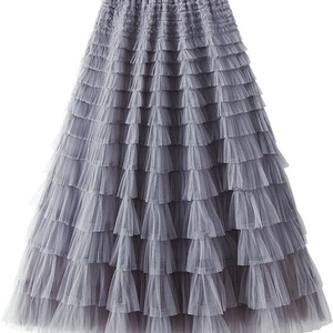 Women's <b>Elastic</b> Waist A-Line Fairy Tulle Midi Skirt Casual Korean Vintage Plus Size <b>Lace</b> Sustainable Fabric Winter Summer Dance - Product Image 5