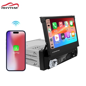 Autoradio Rhythm Single Din 7 pouces rétractable avec Carplay sans fil, Android Auto, logo de démarrage personnalisé gratuit, radio FM - Product Image 1