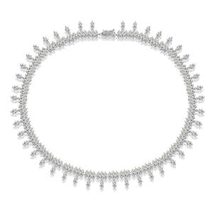 S925 Argent Plein Diamant De Luxe Marquise Collier Soirée <span class=keywords><strong>Frange</strong></span> Pendentif Femmes Mariage <span class=keywords><strong>Simulation</strong></span> Diamant Collier - Product Image 2