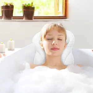 Bath Pillow For Tub Soft And Large Comfort Bathtub Pillow Cushion Headrest For Relaxation