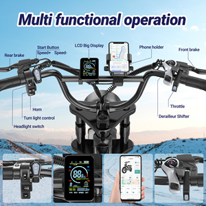 Vélo électrique tout-terrain à gros pneus, moteur 750W, batterie 48V 15Ah, suspension intégrale, pour neige, plage, montagne, route en pierres - Product Image 4
