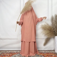 Abaya Jilbab personnalisée à nouer dans le dos, Khimar, robe musulmane pour femmes, nylon et élasthanne, ensemble de robe confortable en deux pièces pour femmes