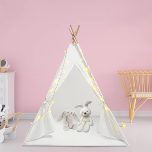 Tela de algodón 4 postes tamaño personalizado niños al aire libre interior indio blanco tipi tiendas de campaña casa para niños - Product Image 4