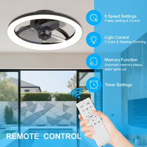 <b>Led</b> Lamp With Remote Control Fan Dimmable Dc Motor 6-Speed High Cri 90 Modern Design <b>Led</b> <b>Ceiling</b> Fans Modern - Product Image 3