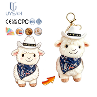 Uyeah CPC/EN71/GRS Peluche personnalisée en forme de mouton pour porte-clés de sac, en coton doux, petit animal en peluche, cadeaux porte-clés