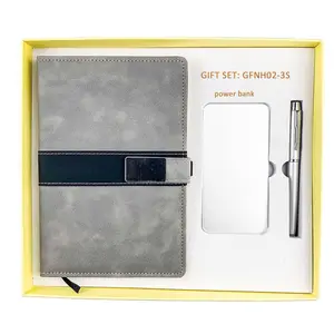 Innovative products 2022 LOW MOQ mini power bank notebook-and-pen-gift-set 3 in 1 gift set office products