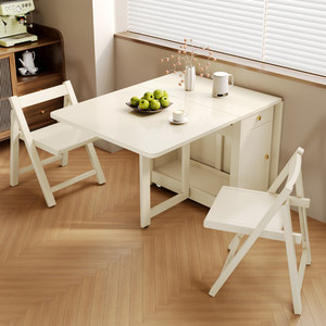 NKAHS Modern Solid Wood Extendable Dining <b>Table</b> Set with Cross Back <b>Chairs</b> Scandinavian Style Home Furniture 4 Piece - Product Image 3