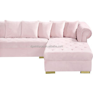 <span class=keywords><strong>โซฟา</strong></span>เชิสเตอร์ฟิลด์รูปตัวยู winforce หรูหราออกแบบเฟอร์นิเจอร์หนังสีชมพูและสีขาว - Product Image 3