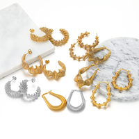 Nouveau Punk acier inoxydable PVD plaqué or gros torsadé C boucles d'oreilles bijoux pour femmes Huggie creux luxe boucles d'oreilles femmes