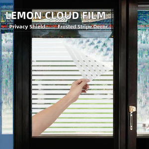 Película de Vinilo para Ventanas LEMON CLOUD, Rayas Verticales, Privacidad, Anti-UV, 96% de Protección, Autoadhesiva, Esmerilada, Estática, Decorativa - Product Image 2