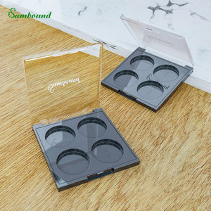 High Quality Custom Empty Eyeshadow <b>Palette</b> Square Shape ABS Clear Lid Black Plastic Private Label for Cosmetics Blush - Product Image 4