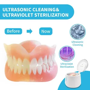 Protez tutucu Aligners için kişisel ev Mini taşınabilir diş temizleme ticari ultrasonik UV temizleyici