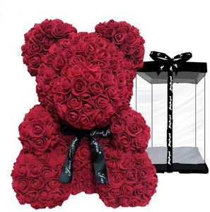 Venta al por mayor <span class=keywords><strong>San</strong></span> Valentín regalos <span class=keywords><strong>de</strong></span> Navidad 40cm 25 Floral PE espuma Flore <span class=keywords><strong>San</strong></span> Valentín flores artificiales decoración rosa oso con caja - Product Image 6