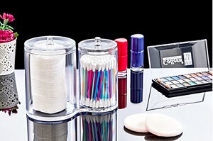 Clair Double Acrylique Étanche Moderne Cosmétique Organisateur Boîtes Couvercles pour Coton Tampons Pinceaux De Maquillage Accessoires De Beauté - Product Image 5