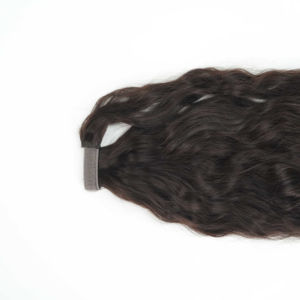 Extension de cheveux Remy naturelle noire longue et bouclée en forme de vague de maïs, queue de cheval enveloppante, douce et lisse, 22 pouces, cheveux indiens - Product Image 4